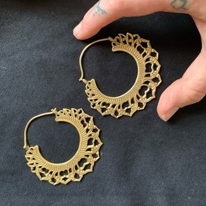 Maya gold plated brass hoops gauged ears
